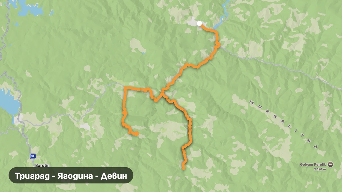 Map of the Trigrad – Yagodina – Devin motorcycle route