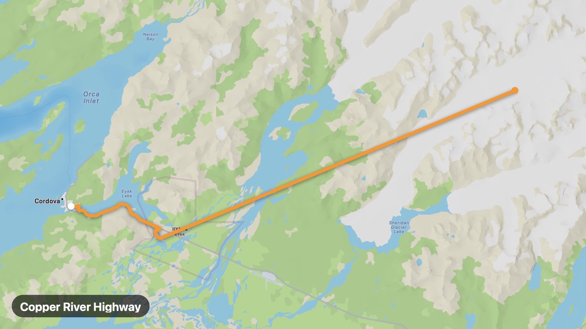 Карта на мото маршрута Copper River Highway