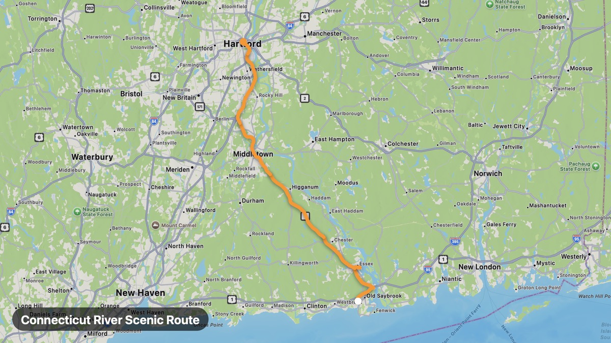 Карта на мото маршрута Connecticut River Scenic Route
