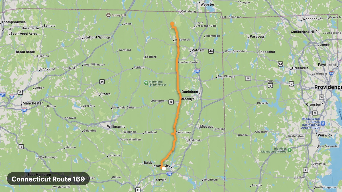 Карта на мото маршрута Connecticut Route 169