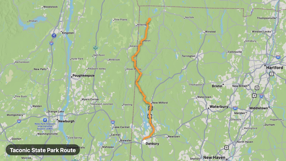 Карта на мото маршрута Taconic State Park Route