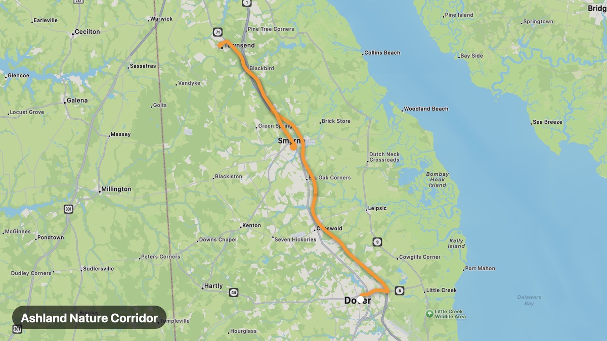 Map of the Ashland Nature Corridor motorcycle route