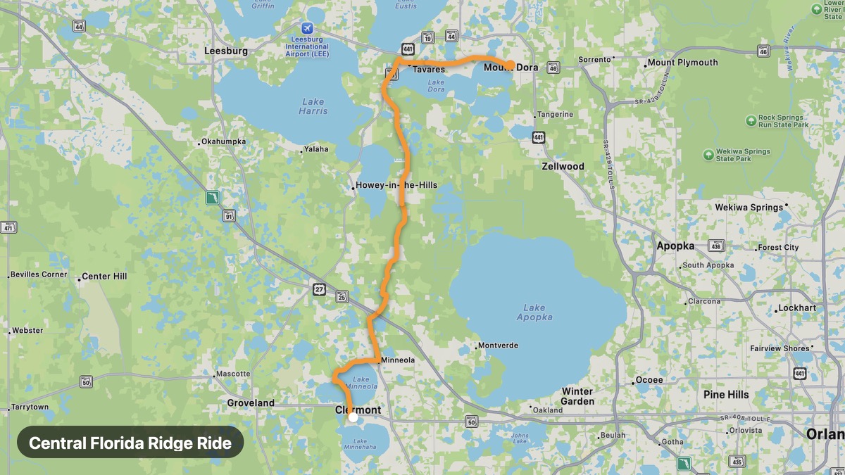 Карта на мото маршрута Central Florida Ridge Ride