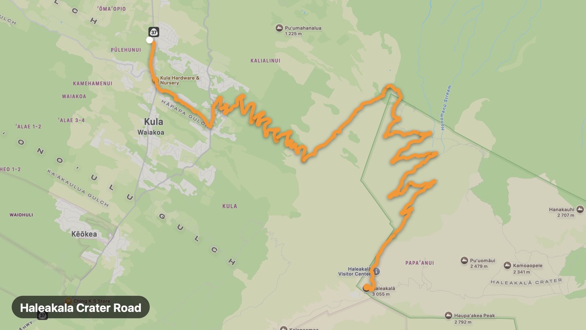 Карта на мото маршрута Haleakala Crater Road