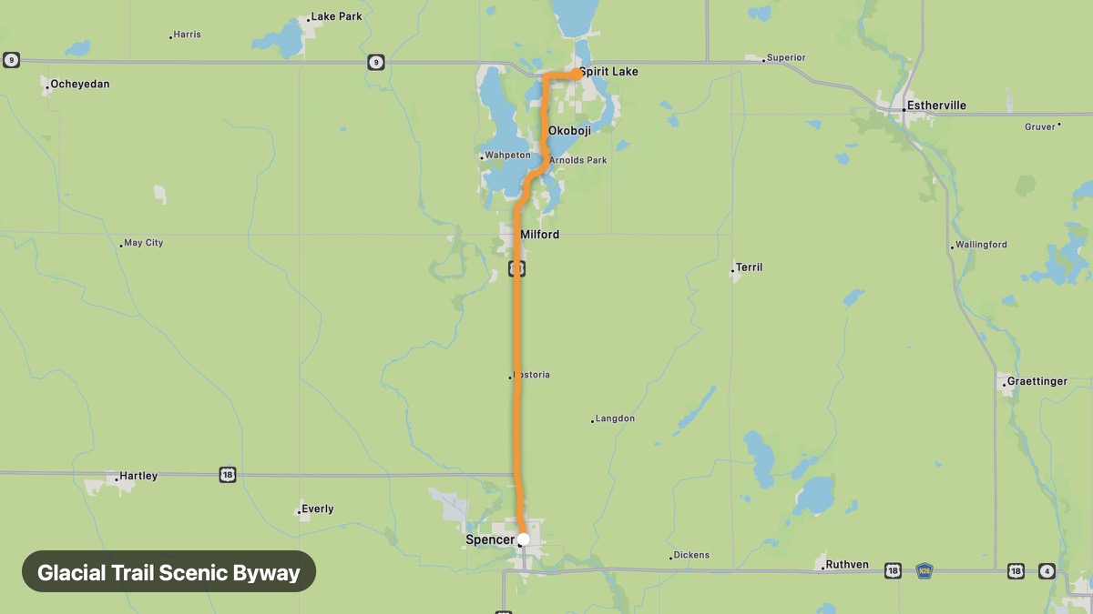 Карта на мото маршрута Glacial Trail Scenic Byway