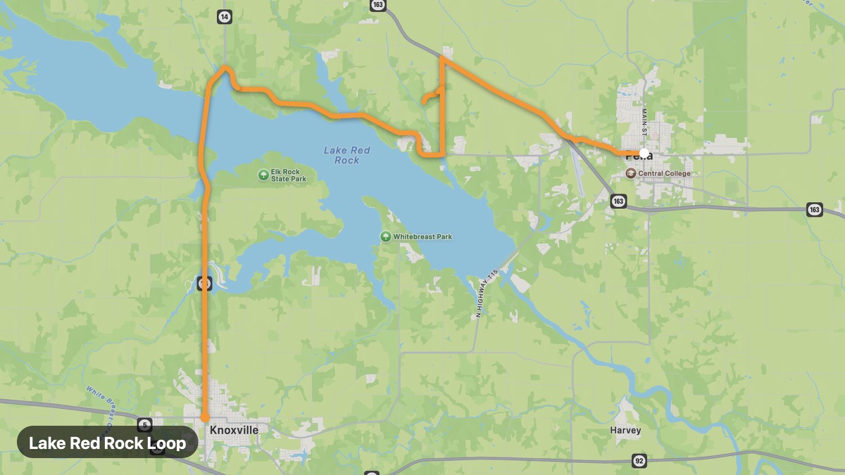 Map of the Lake Red Rock Loop motorcycle route