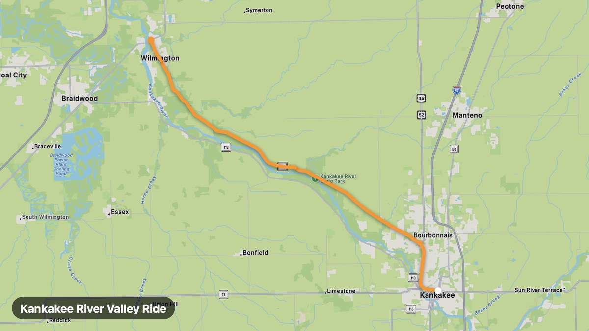 Карта на мото маршрута Kankakee River Valley Ride