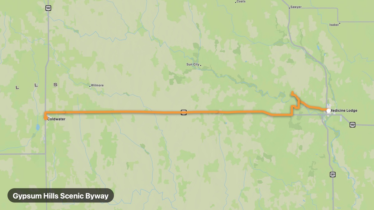 Карта на мото маршрута Gypsum Hills Scenic Byway