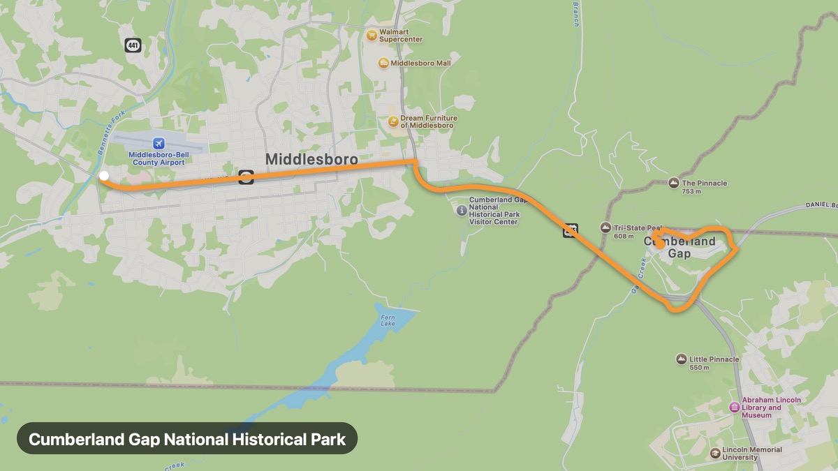 Карта на мото маршрута Cumberland Gap National Historical Park