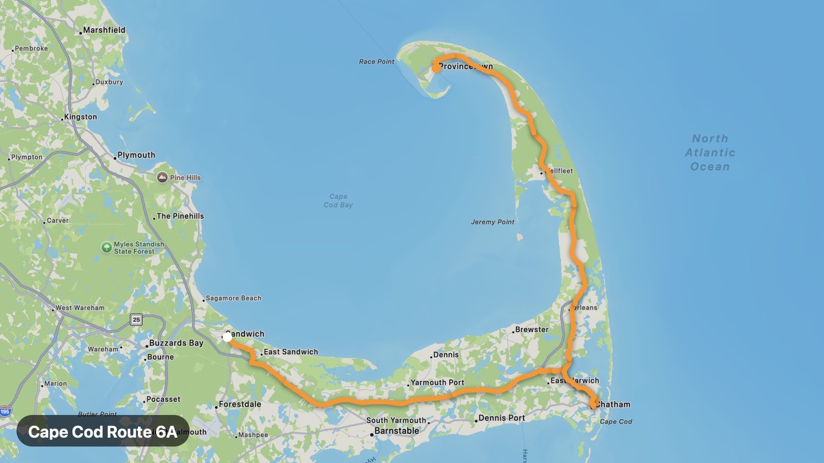 Карта на мото маршрута Cape Cod Route 6A
