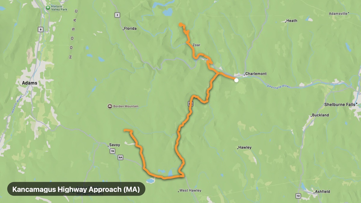 Карта на мото маршрута Kancamagus Highway Approach (MA)