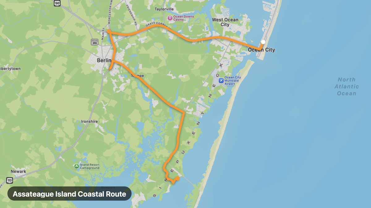 Карта на мото маршрута Assateague Island Coastal Route