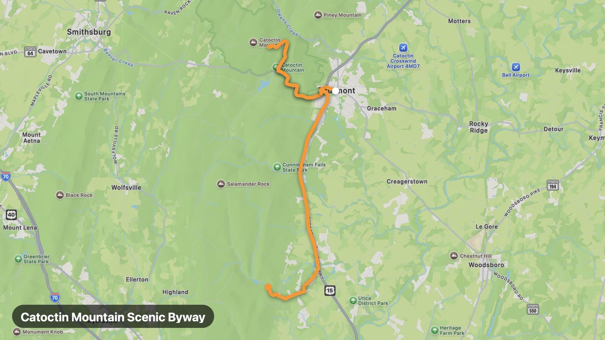 Карта на мото маршрута Catoctin Mountain Scenic Byway