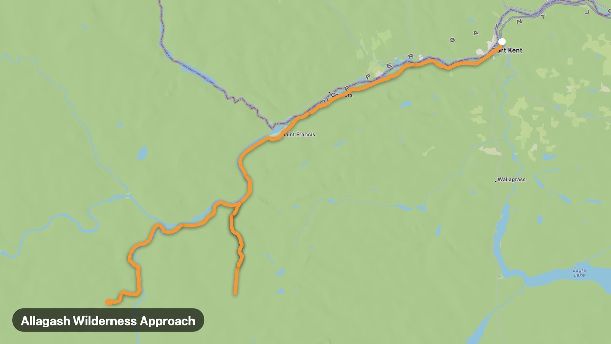 Карта на мото маршрута Allagash Wilderness Approach