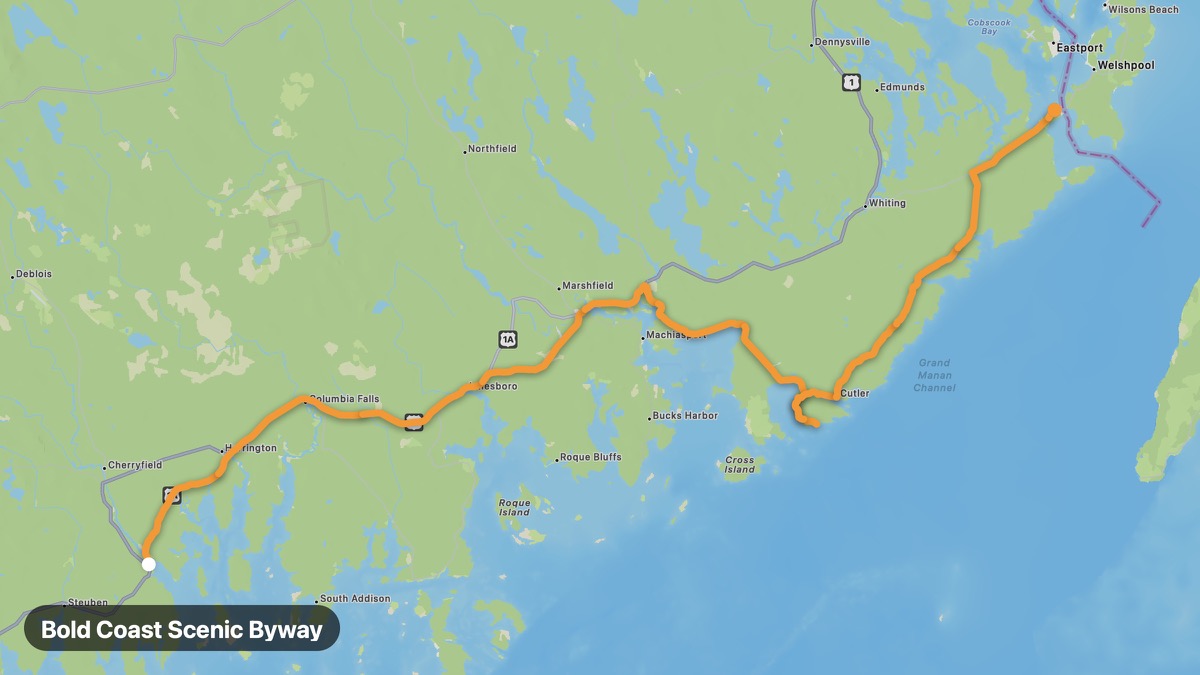 Карта на мото маршрута Bold Coast Scenic Byway