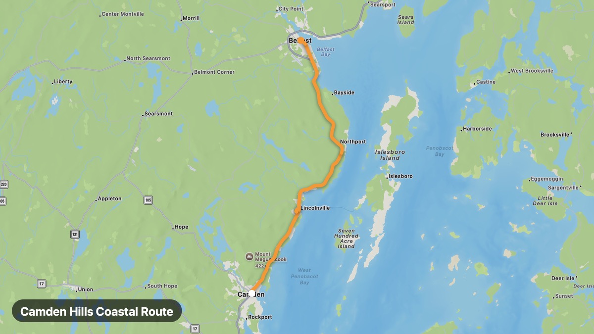 Карта на мото маршрута Camden Hills Coastal Route