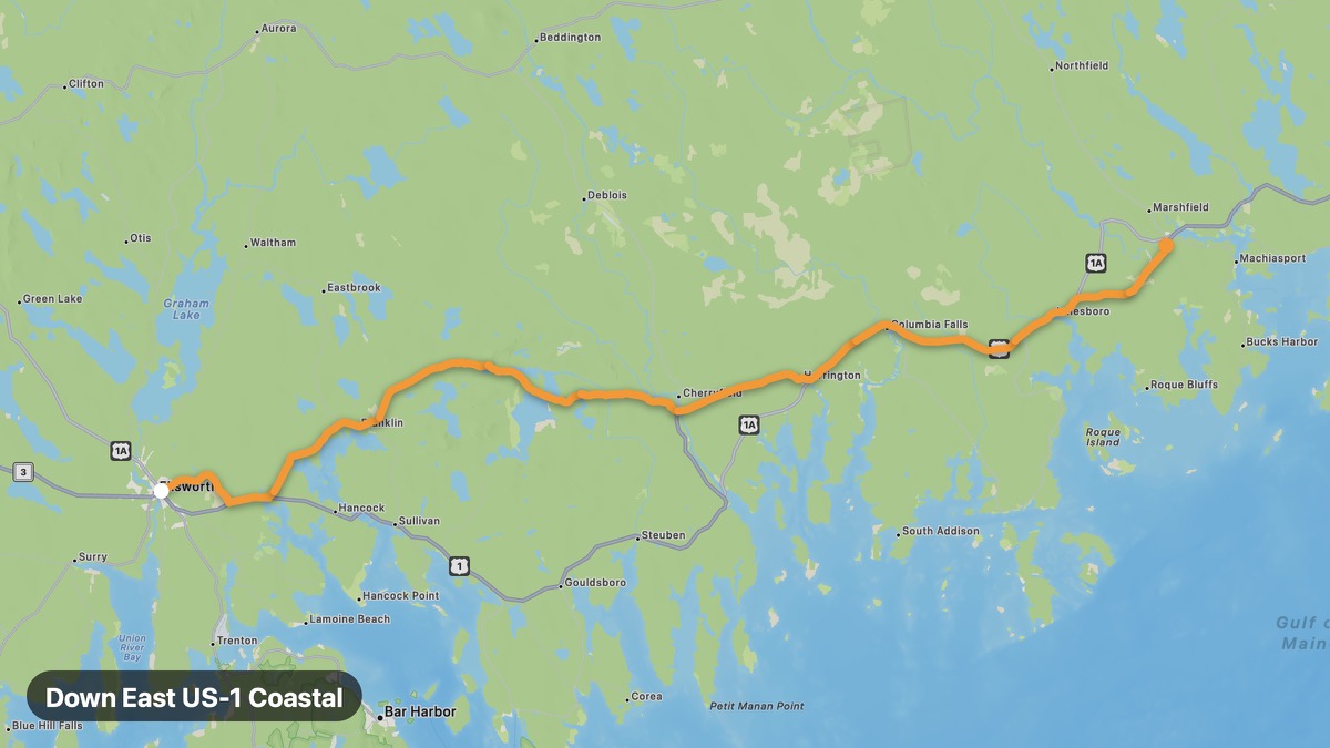 Карта на мото маршрута Down East US-1 Coastal