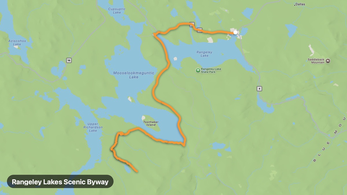 Карта на мото маршрута Rangeley Lakes Scenic Byway