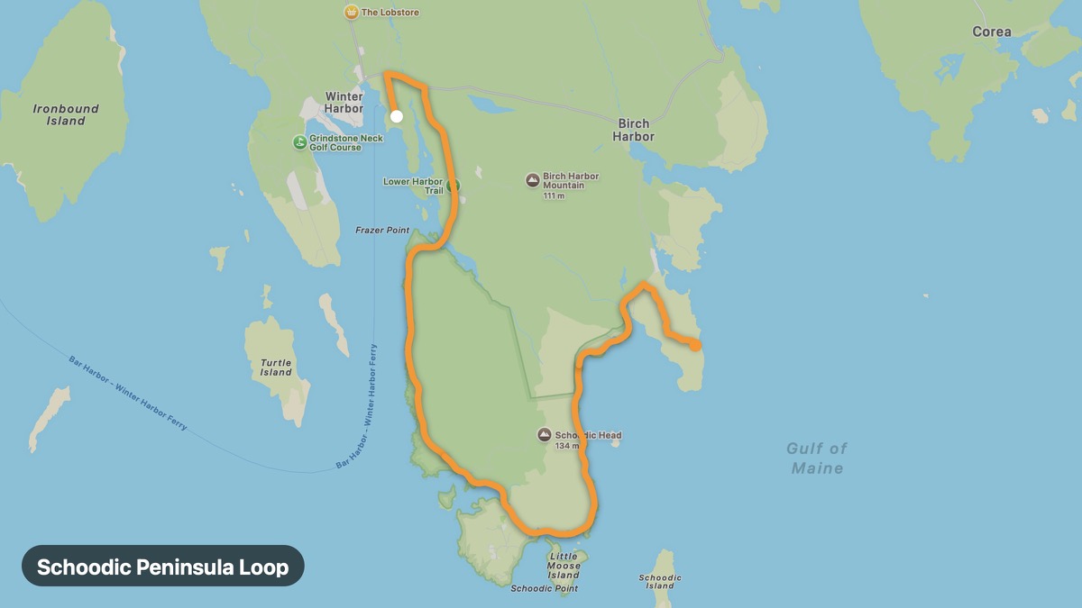 Карта на мото маршрута Schoodic Peninsula Loop