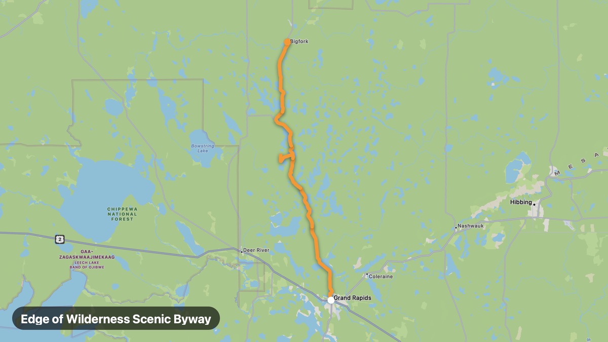 Карта на мото маршрута Edge of Wilderness Scenic Byway