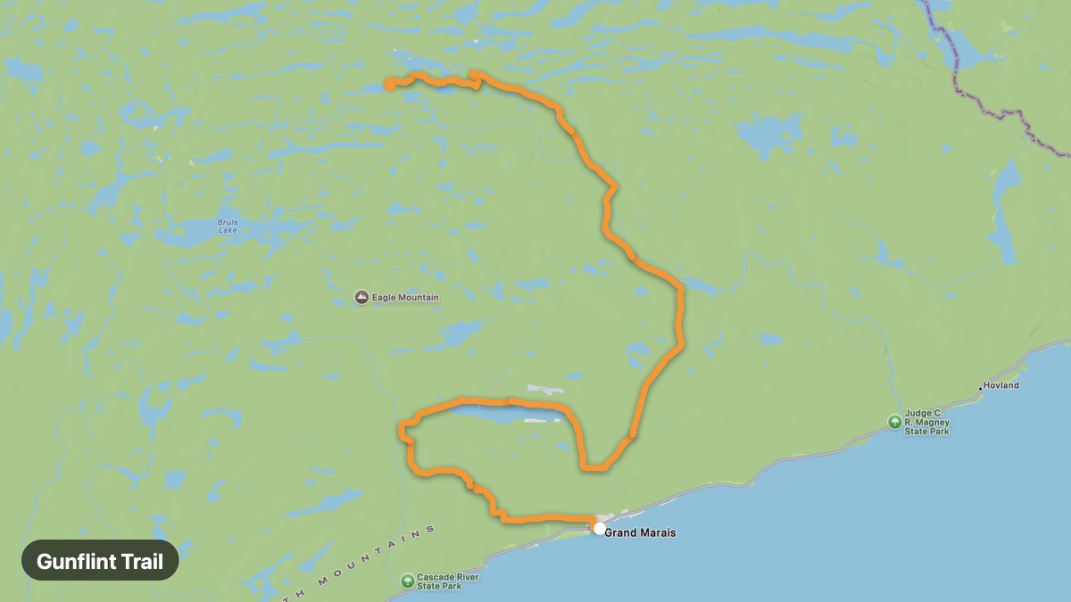 Карта на мото маршрута Gunflint Trail