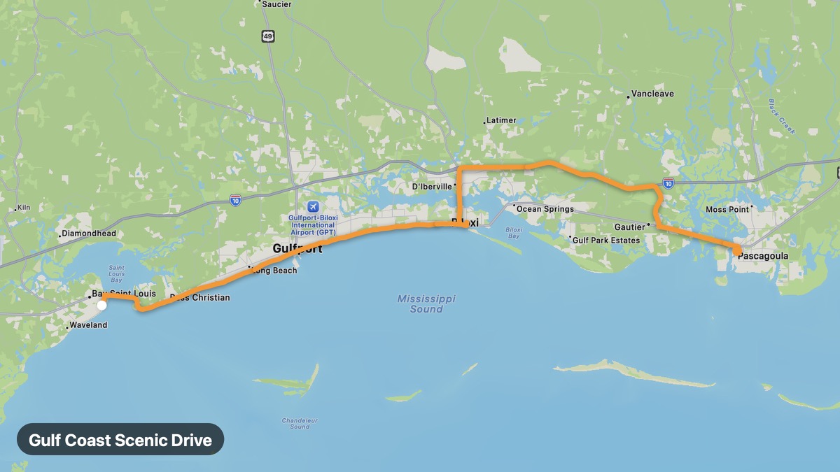 Карта на мото маршрута Gulf Coast Scenic Drive