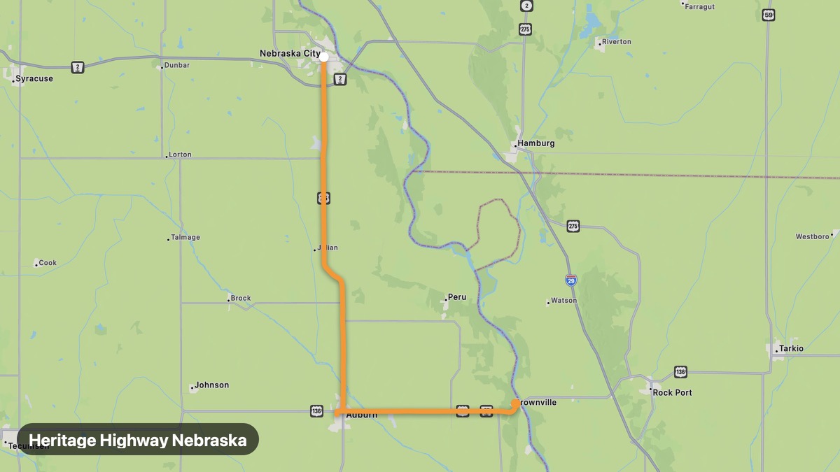 Карта на мото маршрута Heritage Highway Nebraska