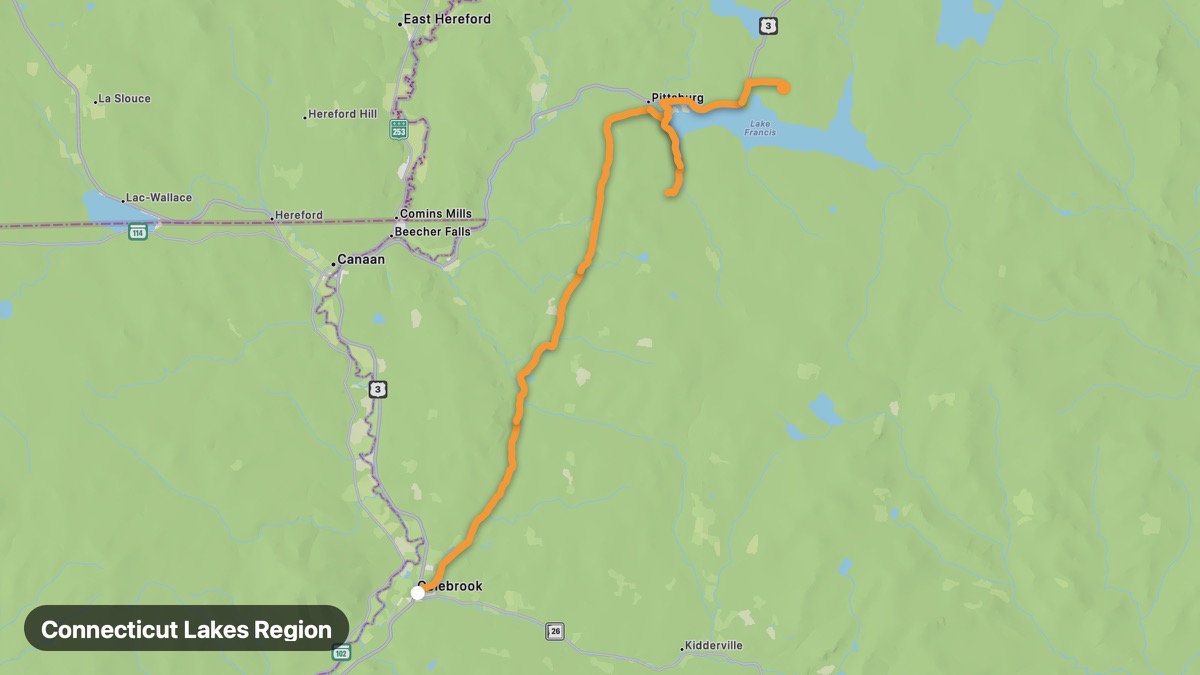 Map of the Connecticut Lakes Region motorcycle route