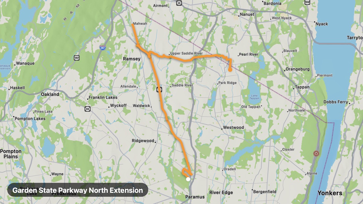 Карта на мото маршрута Garden State Parkway North Extension