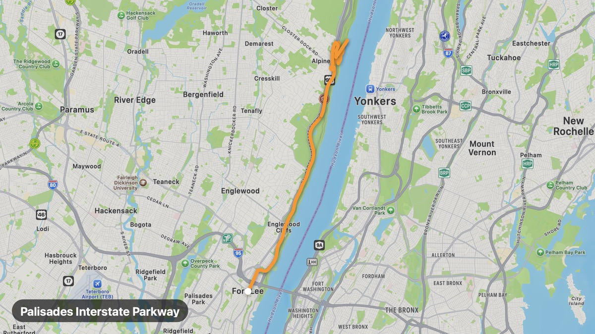 Карта на мото маршрута Palisades Interstate Parkway