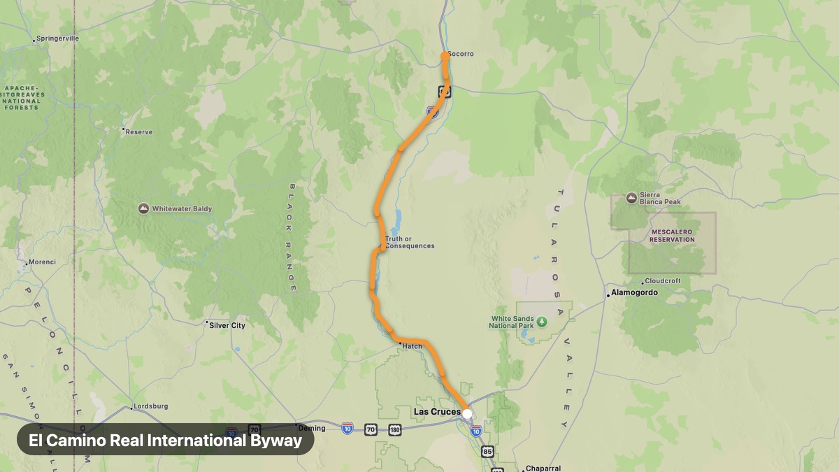 Карта на мото маршрута El Camino Real International Byway