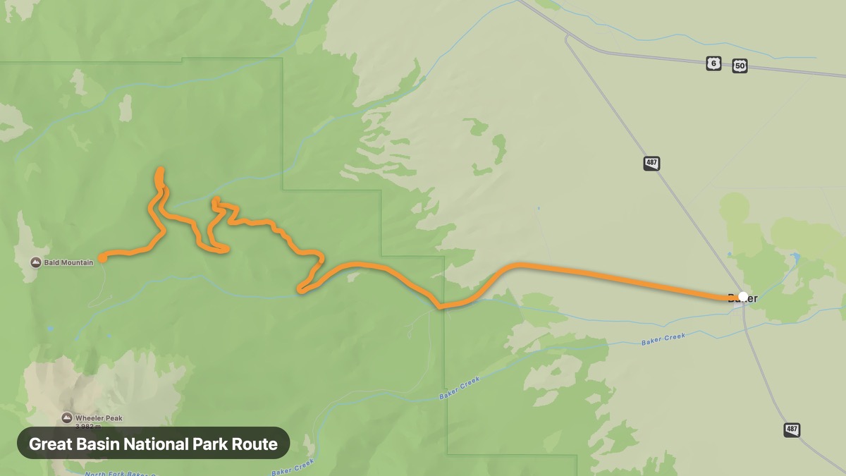 Карта на мото маршрута Great Basin National Park Route