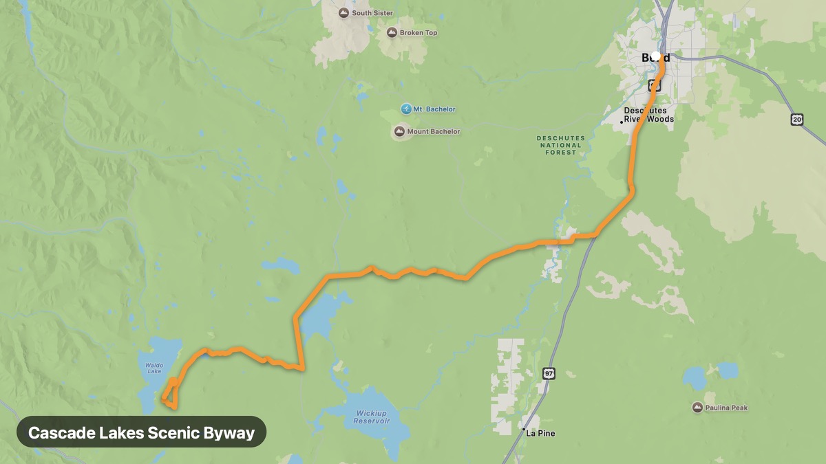 Карта на мото маршрута Cascade Lakes Scenic Byway