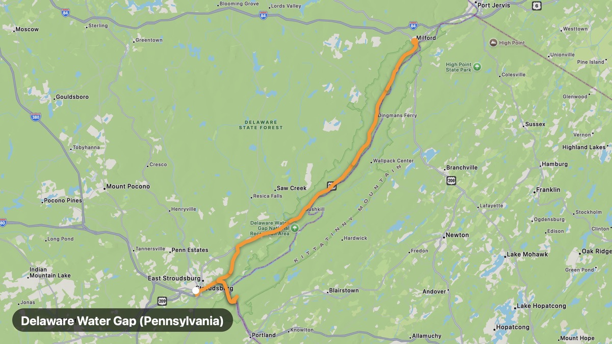 Карта на мото маршрута Delaware Water Gap (Pennsylvania)