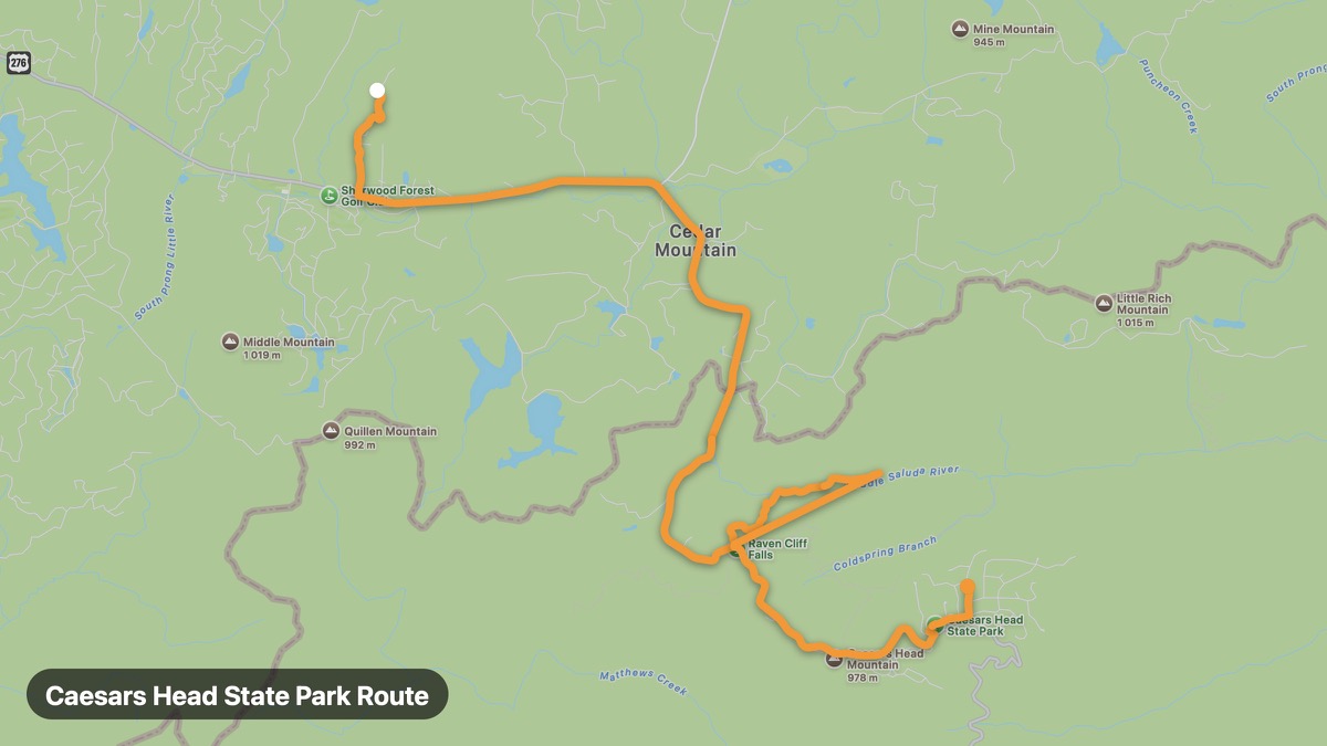 Карта на мото маршрута Caesars Head State Park Route