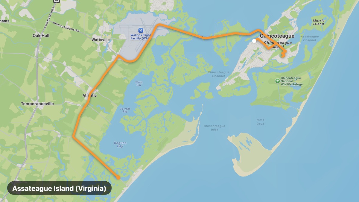 Карта на мото маршрута Assateague Island (Virginia)