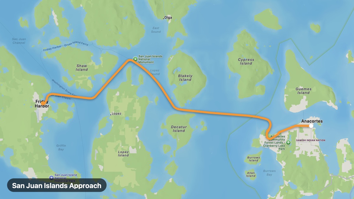 Карта на мото маршрута San Juan Islands Approach