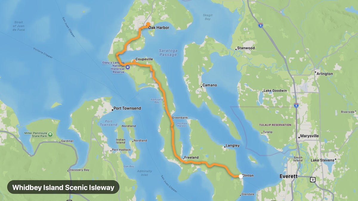 Карта на мото маршрута Whidbey Island Scenic Isleway